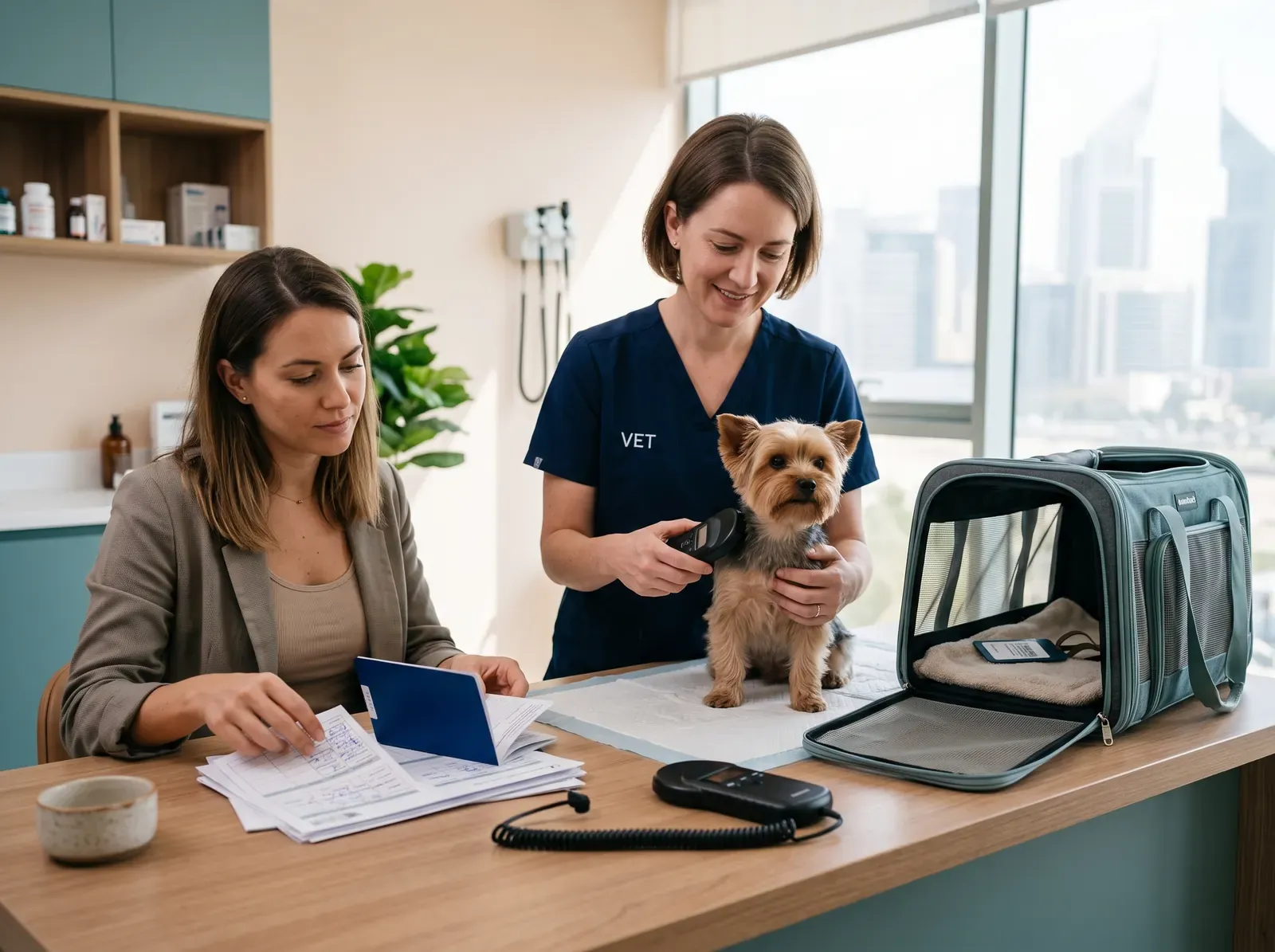 Paw Sisters Veterinary Clinic exterior in Al Garhoud, Dubai, where pets are prepared for international travel