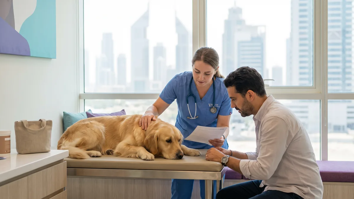 Pet-care scene illustrating how do you verify a veterinary clinic in dubai?