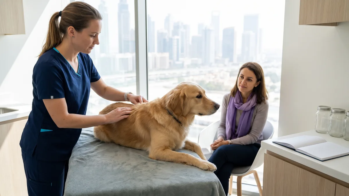 Pet-care scene illustrating what could be causing the itch?