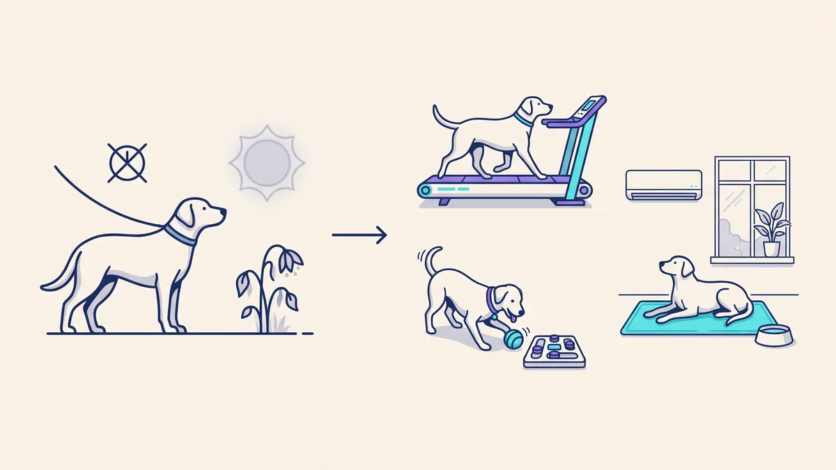 Veterinary illustration explaining what can replace an outdoor walk?