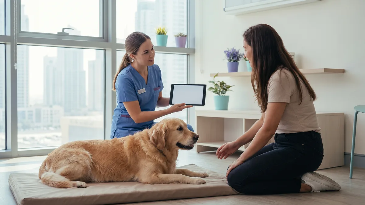 Pet-care scene illustrating what health risks are linked to excess weight?