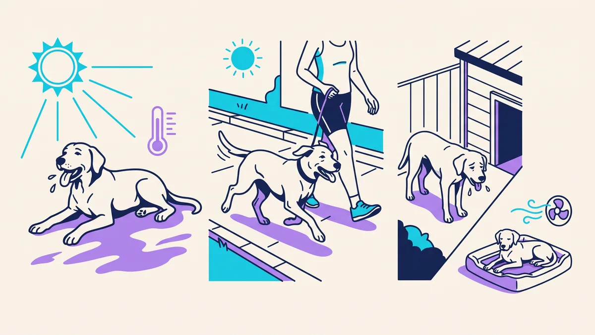 Veterinary illustration explaining can a dog get heatstroke without being in a car?