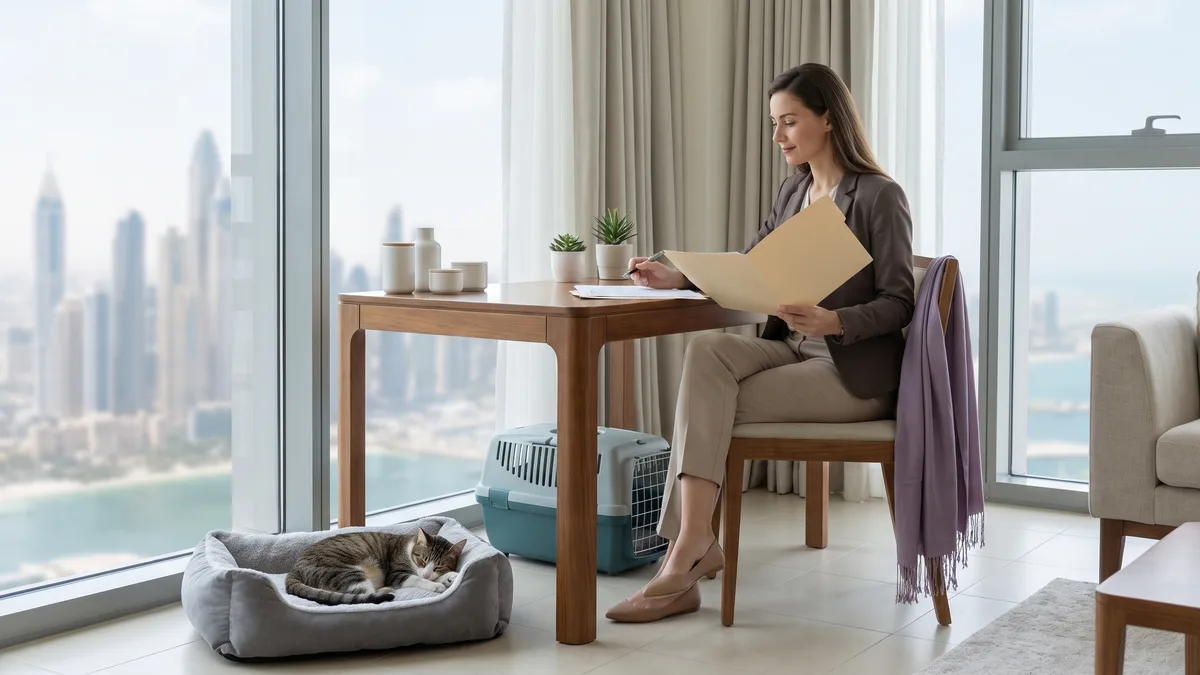 Pet-care scene illustrating step 2: apply for the moccae import permit