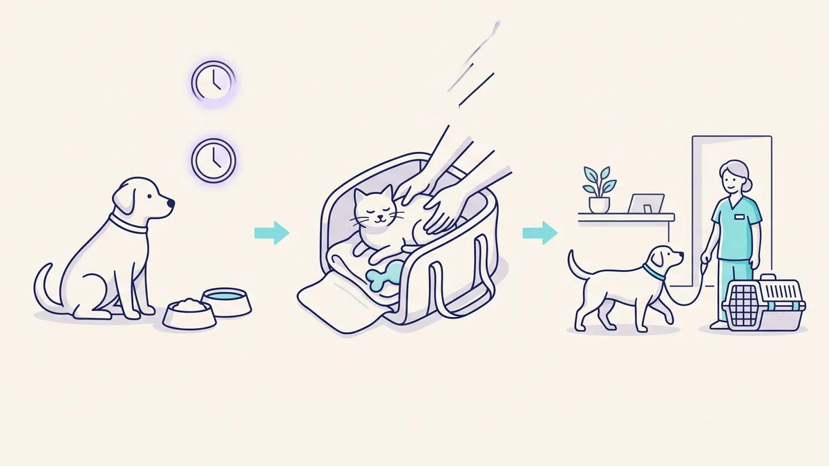 Veterinary illustration explaining how to prepare for a pet blood test in dubai