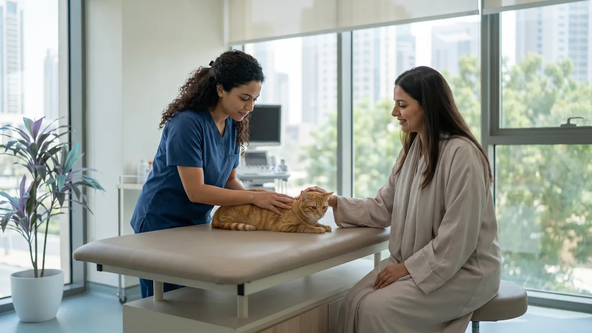Pet-care scene illustrating what happens at a microchipping appointment?