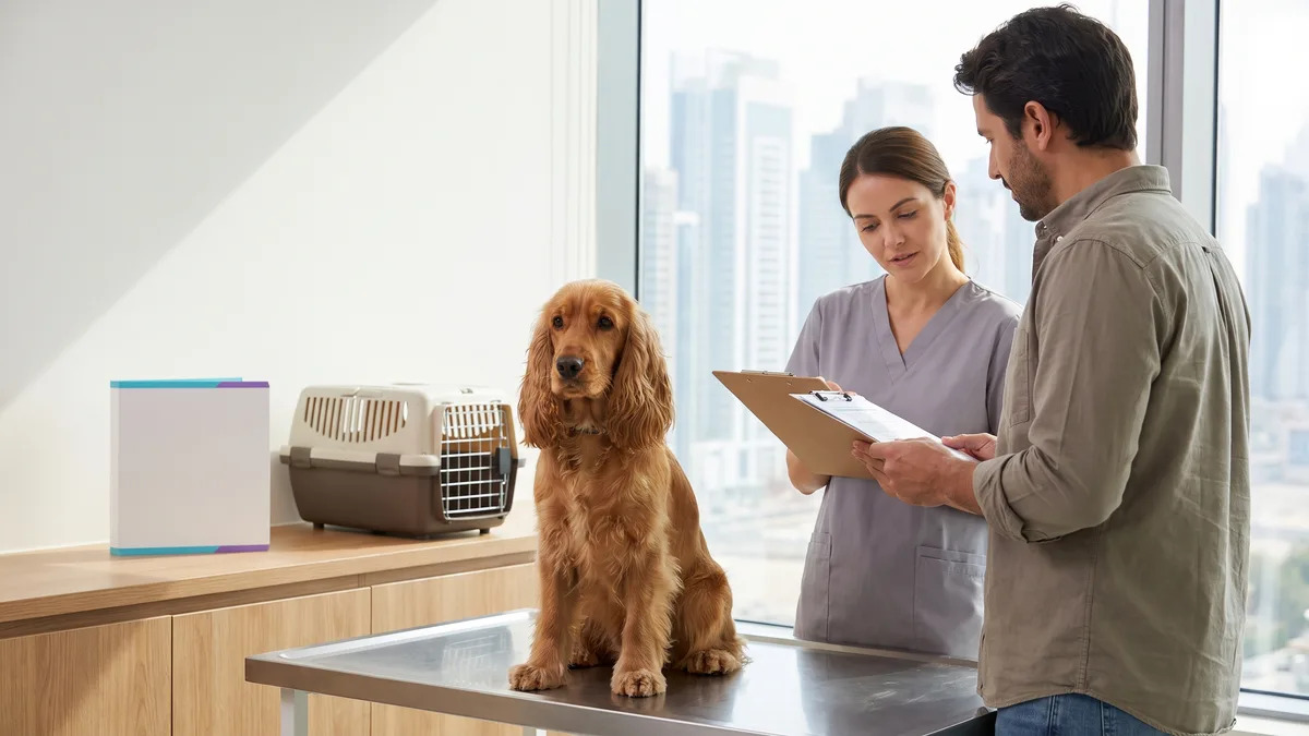 Pet-care scene illustrating pet passport dubai checklist