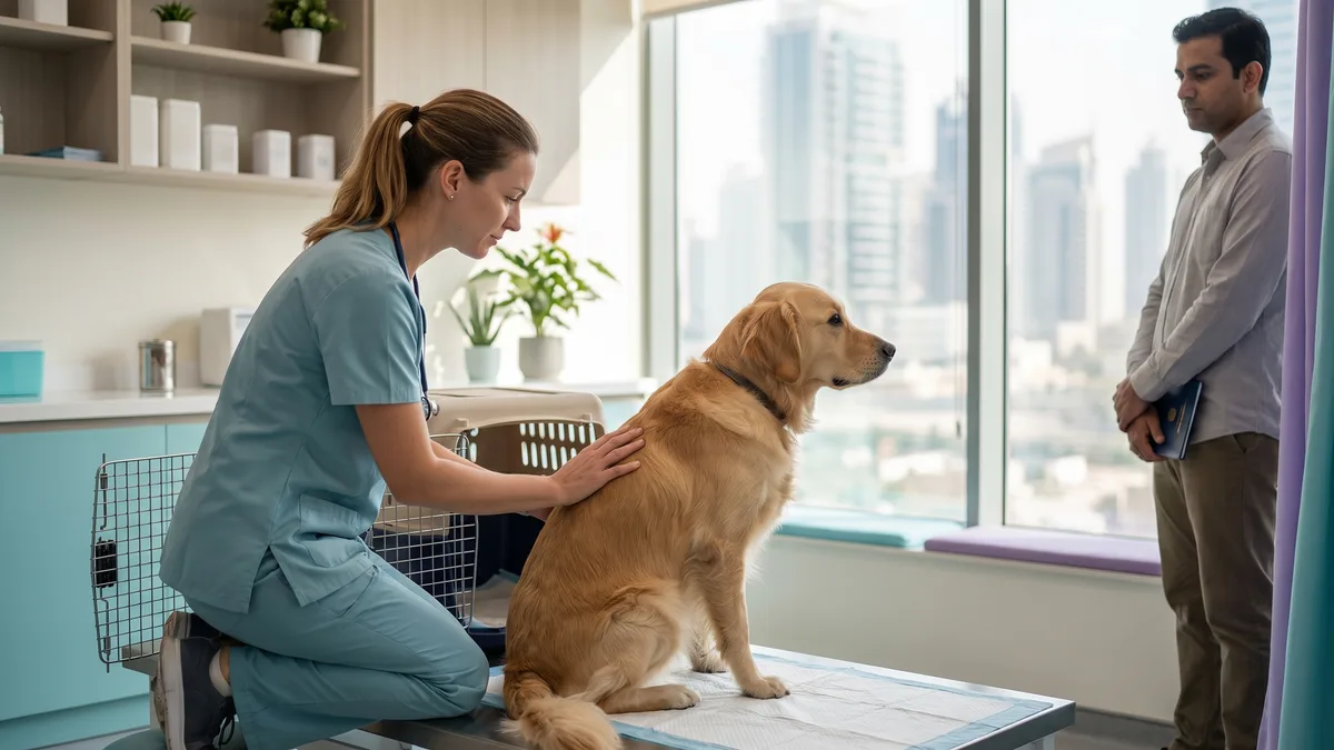 Pet-care scene illustrating pet relocation dubai process