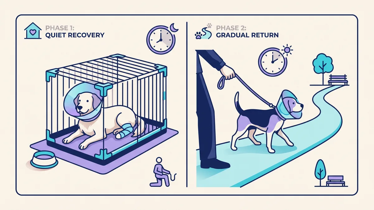 Veterinary illustration explaining respect the procedure-specific activity restriction