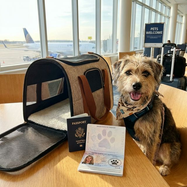 Pet travel carrier and passport for relocation