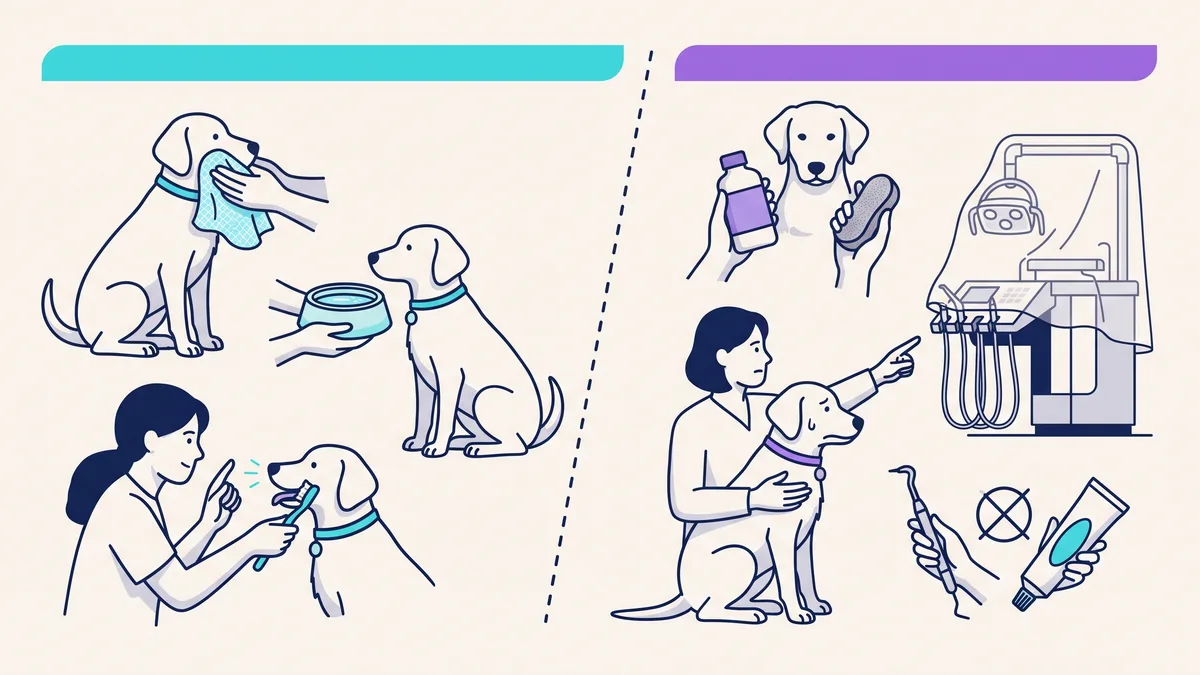 Veterinary illustration explaining what can owners safely do before the visit?