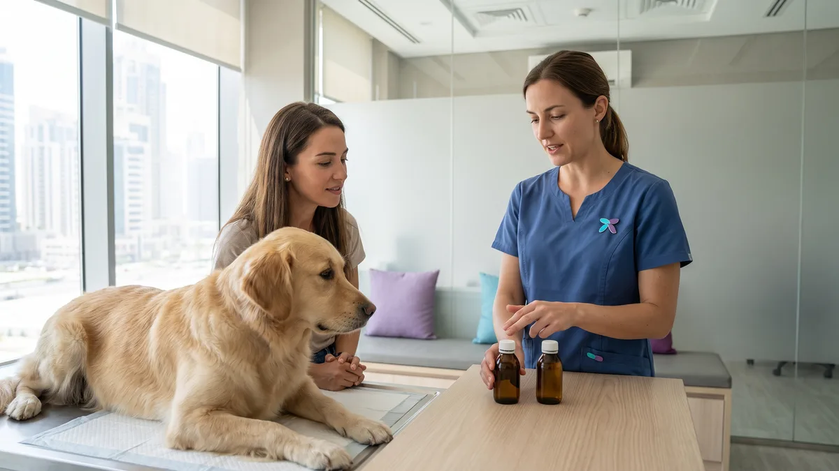 Pet-care scene illustrating fleas and ticks require different plans