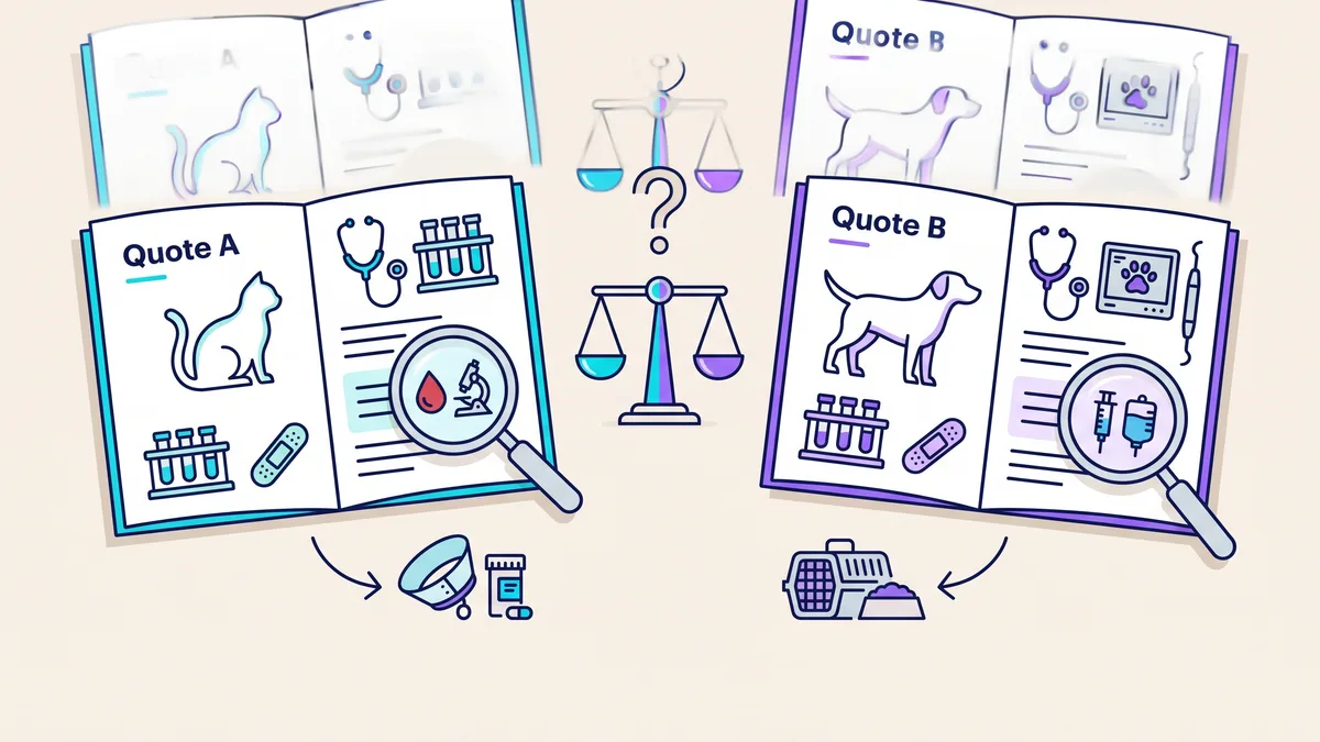 Veterinary illustration explaining how should you compare two dubai vet quotes?