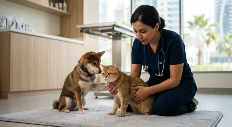 A high quality, photorealistic photograph for a business profile: Dog & Cat Digestive Problems in