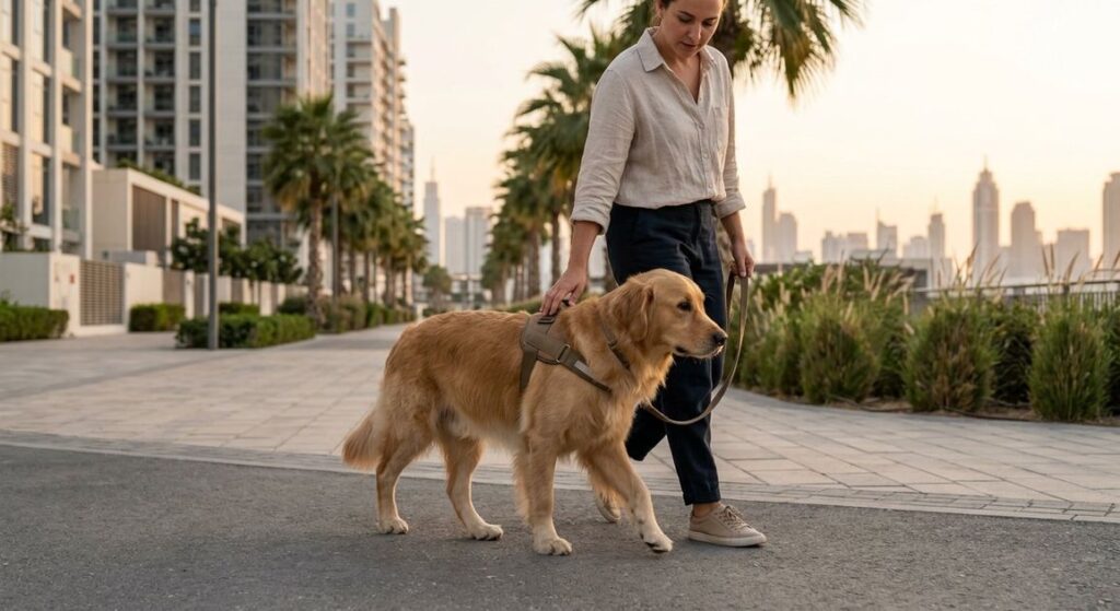 A high quality, photorealistic photograph for a business profile: Dog Paw Burns in Dubai? Safe