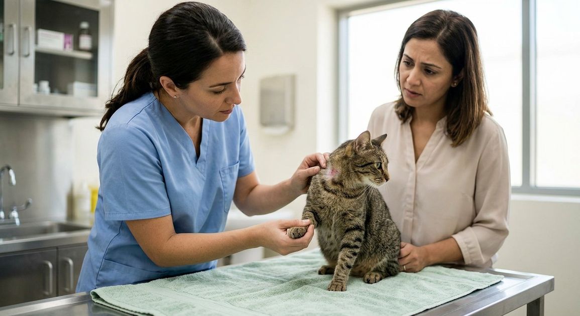 A high quality, photorealistic photograph for a business profile: Ringworm in Pets Dubai: Stop the